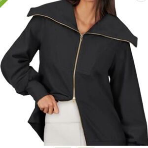 Women's Oversized Full Zip Sweatshirt Ribbed Size Medium NWT